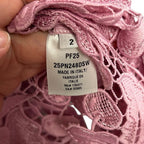 NWT Oscar de la Renta Lily Pink Cherry Guipure Lace Belted Midi Dress Womens 2