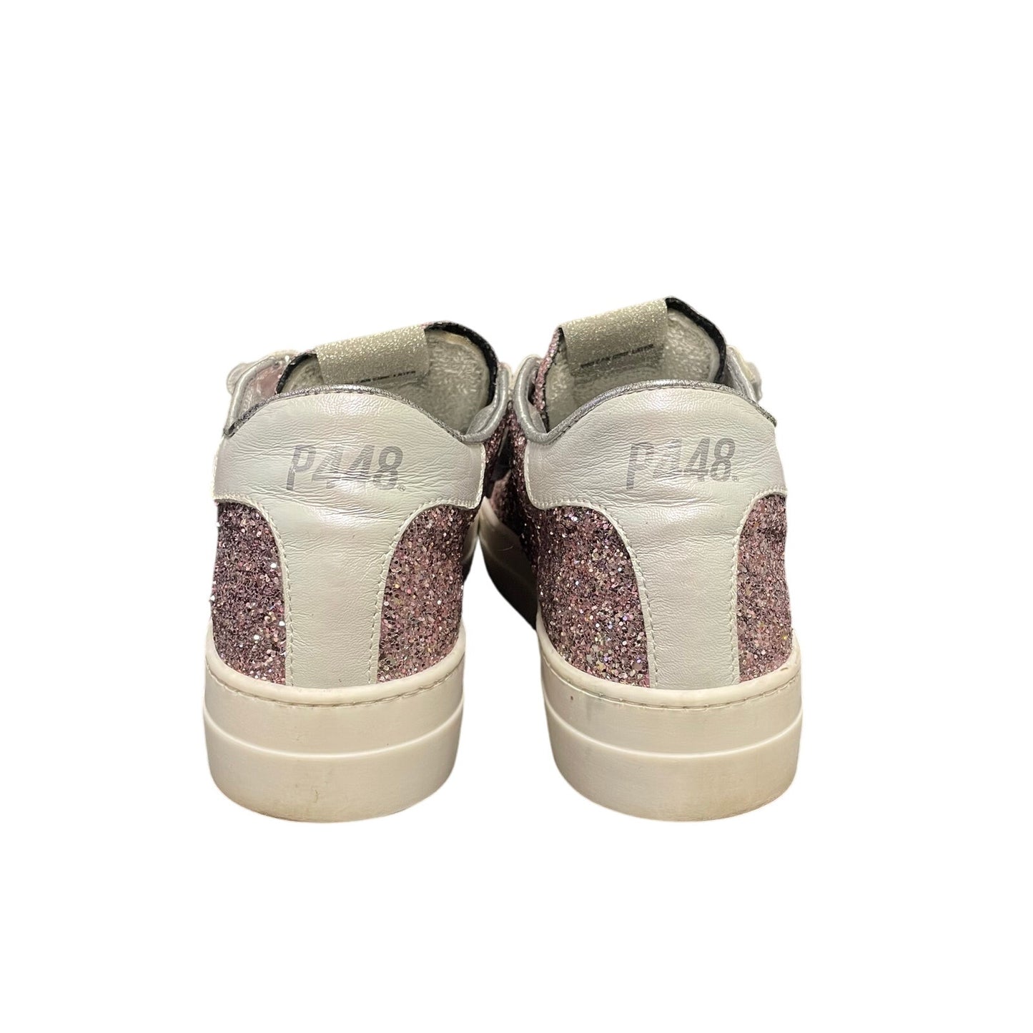 P448 Thea Sneaker in Pink Glitter Metallic Lace Up Womens Size 40 / US 9.5 - 10