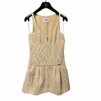 NWT Chanel 2019 Beige White Tweed Sequin Embellished Mini Dress Size 34 / US 2