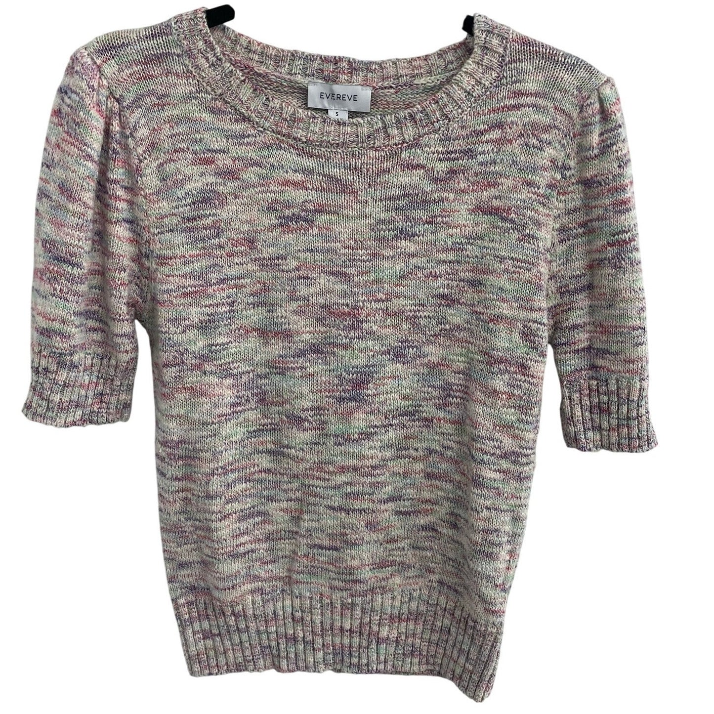 NWT Evereve Mia Puff Pullover Marl Multi Pink Purple Knit Sweater Womens Small