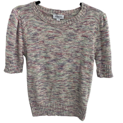NWT Evereve Mia Puff Pullover Marl Multi Pink Purple Knit Sweater Womens Small