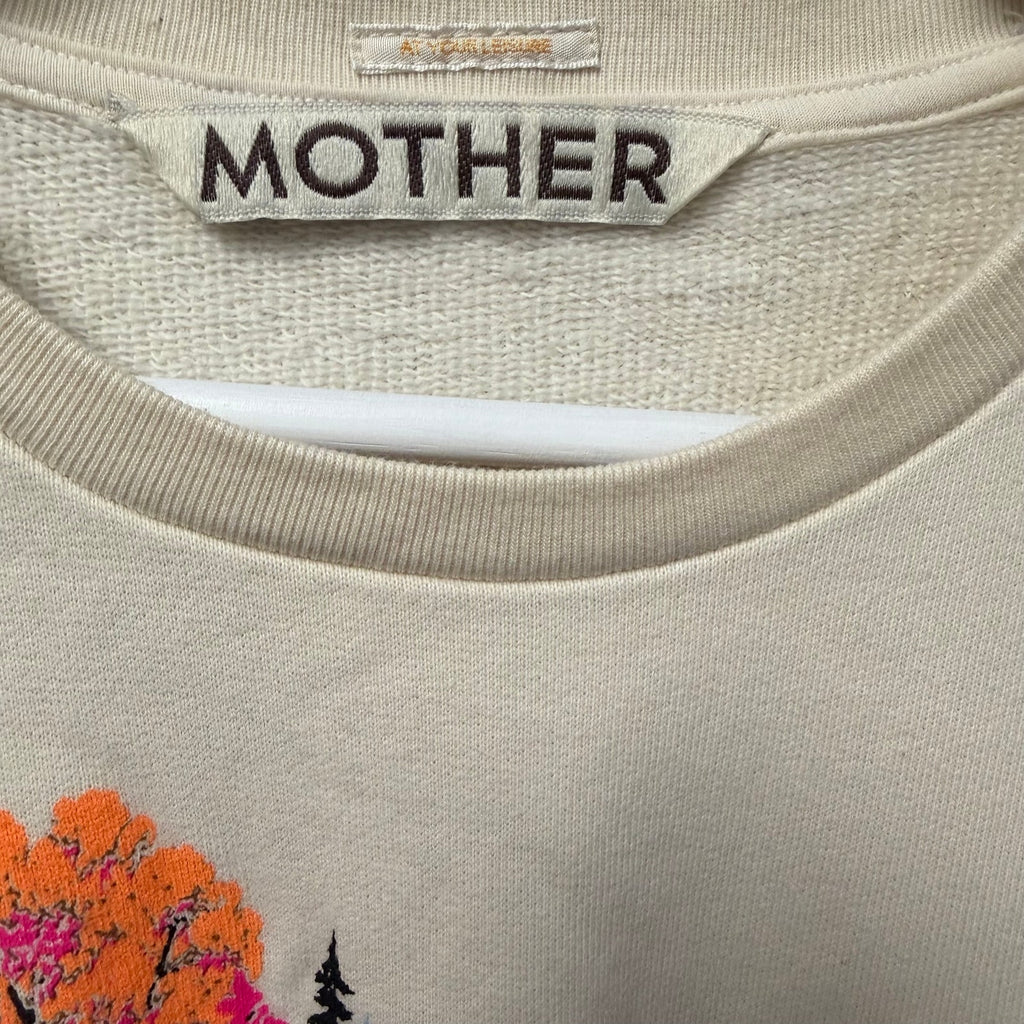 NWT Mother The Camper Sweatshirt Lake Scene Print Small Neon Cabincore Outdoor
