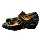 Chloe Susanna Black Gold Studded Buckle Strap Almond Toe Pumps Womens 39 / US 9