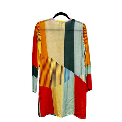 Johnny Was Multi Color Long Sleeve Button Down Side Slit Tunic Womens X-Small