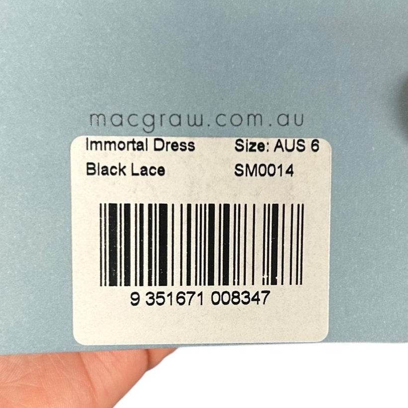 NWT Macgraw Black Immortal Dress Chantilly-Lace Midi Dress Womens US 2