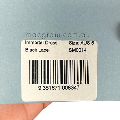 NWT Macgraw Black Immortal Dress Chantilly-Lace Midi Dress Womens US 2