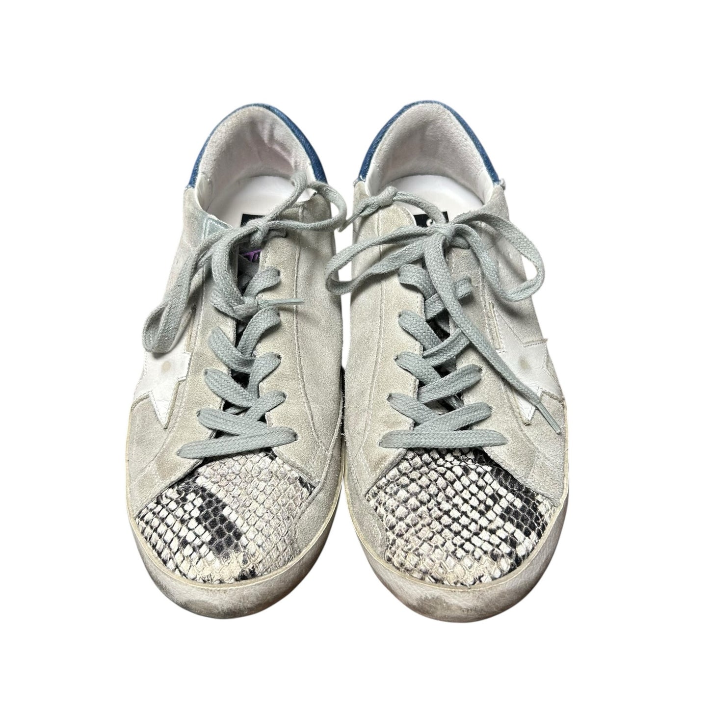 Golden Goose Super Star Denim Trimmed Snake Lace Up Sneakers Womens 39 / 9