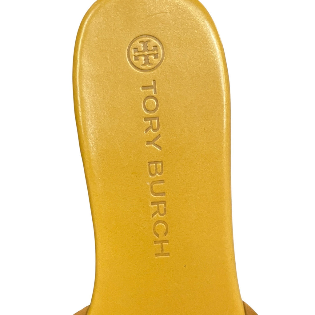 Tory Burch Bombe Miller Slide Sandal Caramel Corn / Hornet Tan Leather Size 7.5