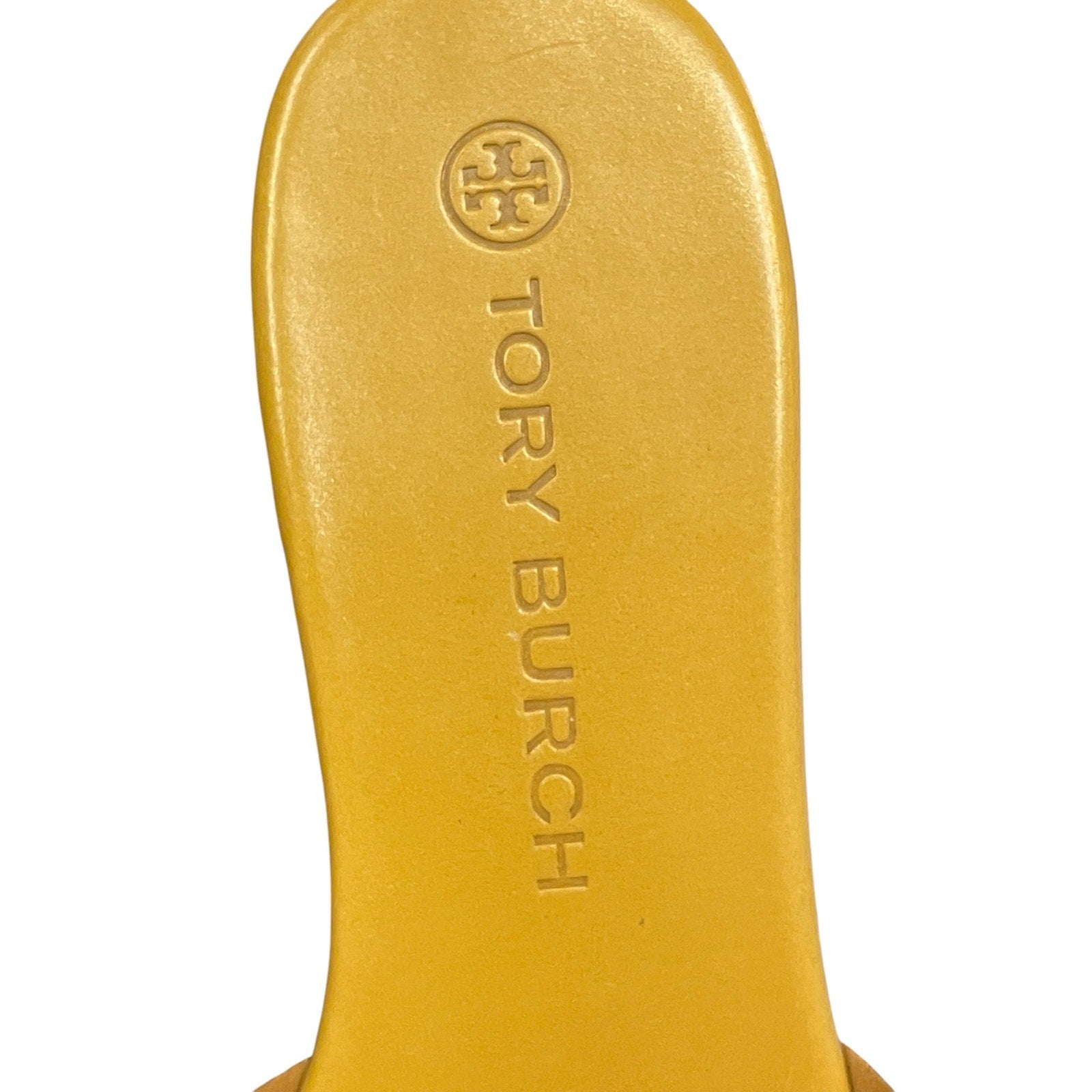 Tory Burch Bombe Miller Slide Sandal Caramel Corn / Hornet Tan Leather Size 7.5