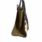 Celine Tricolor Luggage Handbag Color Block Neutrals Leather Green Black Beige