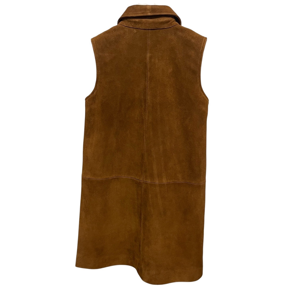 NWT Frame Suede City Shift Dress Sepia Brown Sleeveless Mini Womens Size 0