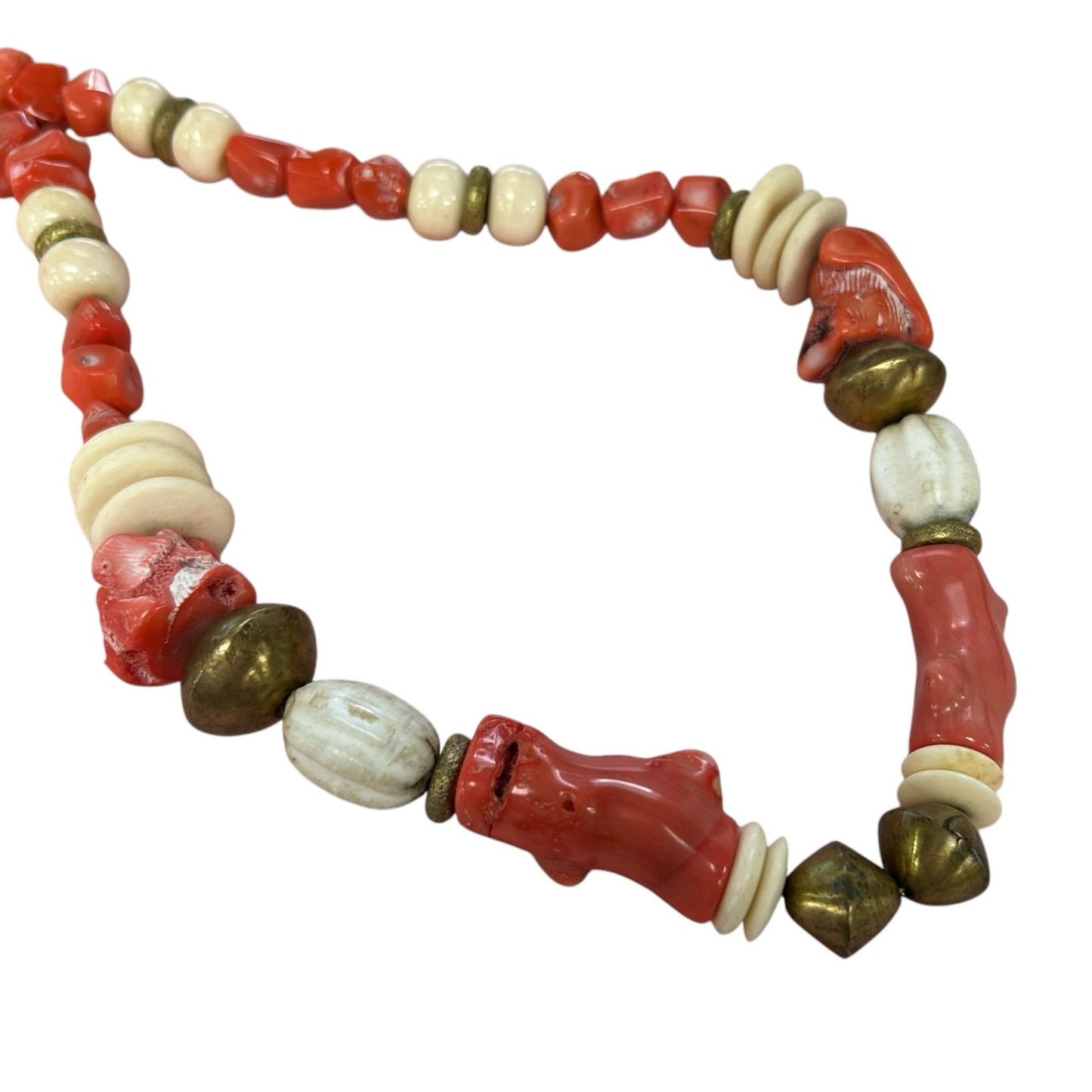 Lee Milward Designs Coral Cream Bronze Beaded Statement Necklace