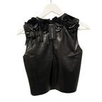 NWT Ulla Johnson Black Marlowe Floral Appliqué Sleeveless Leather Top Womens 2