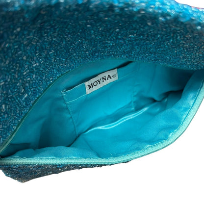 Moyna Turquoise Blue Orange Red Coral Reef Beaded Fold Over Clutch Bag