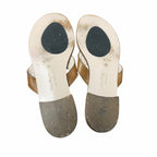 Salvatore Ferragamo Tan Leather Hardware Logo Emblem Thong Sandal Womens 8.5
