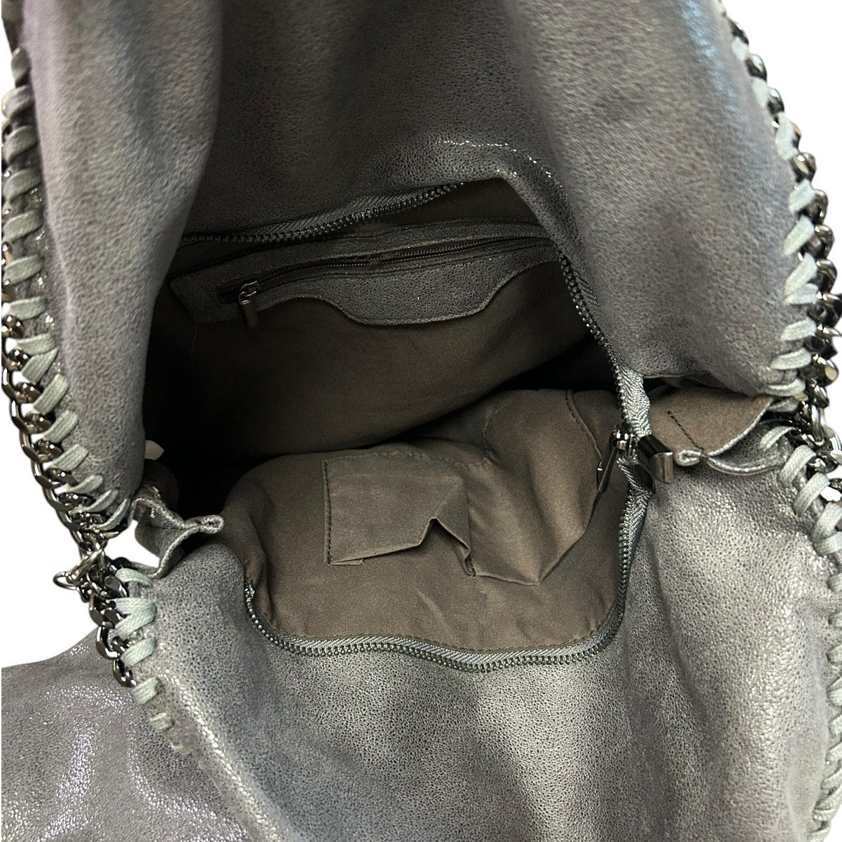 Stella McCartney Gray Falabella Three Chain Tote Shoulder Bag with Pouch