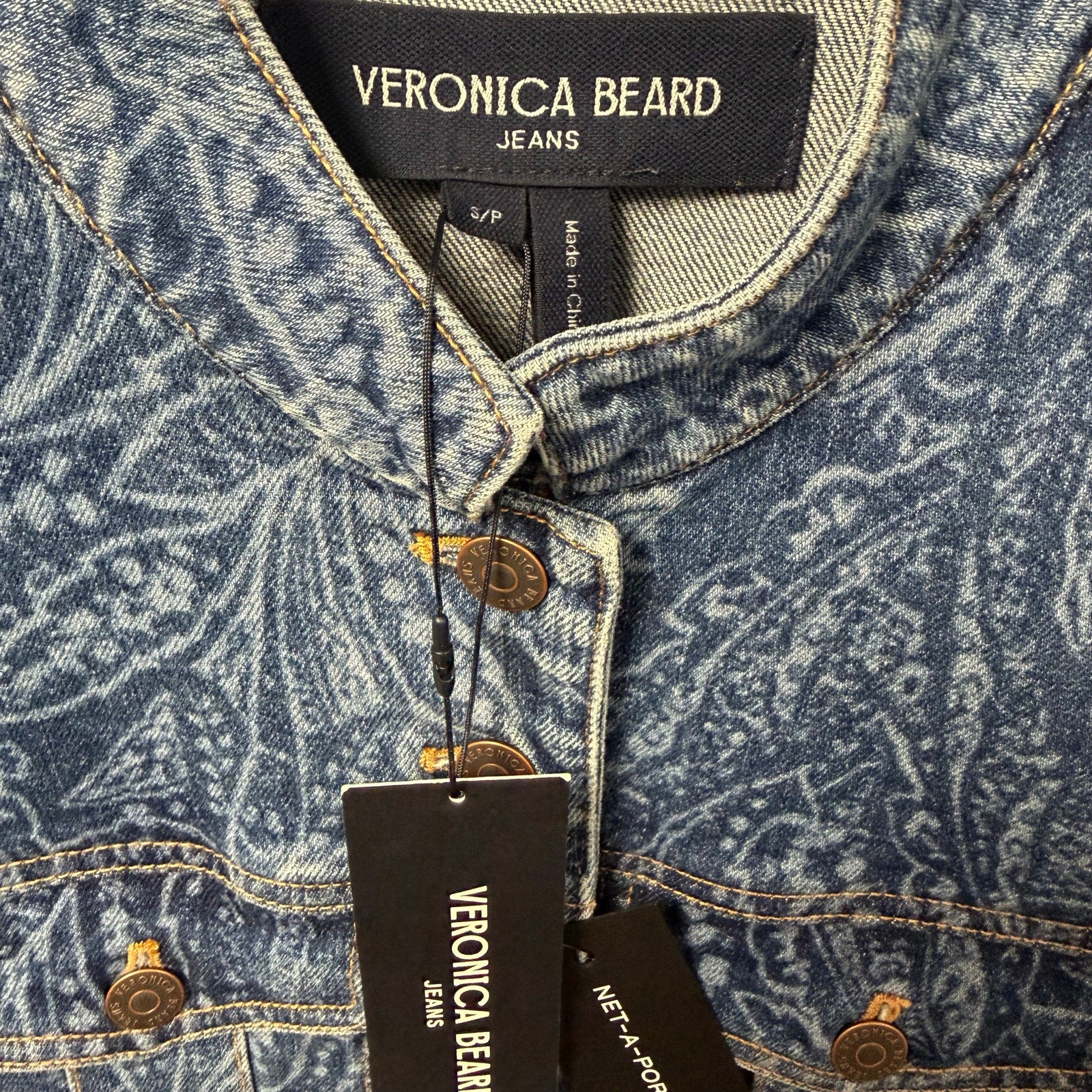 NWT Veronica Beard Jeans Tika Jacket Atlantic Paisley Denim Womens Small