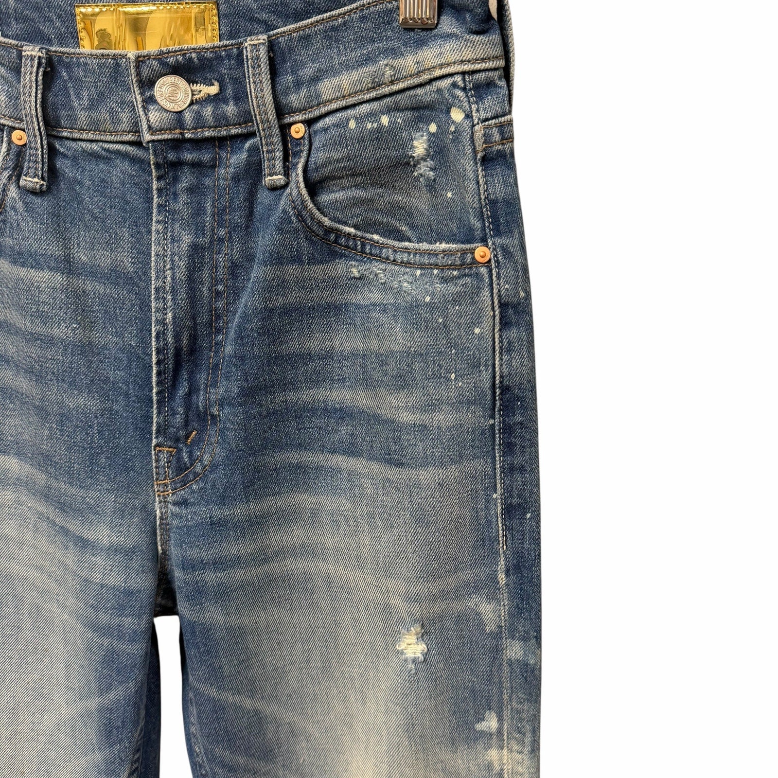 NWT Mother Superior High Waisted Rider Ankle Jean Distressed LOL Wash Size 25