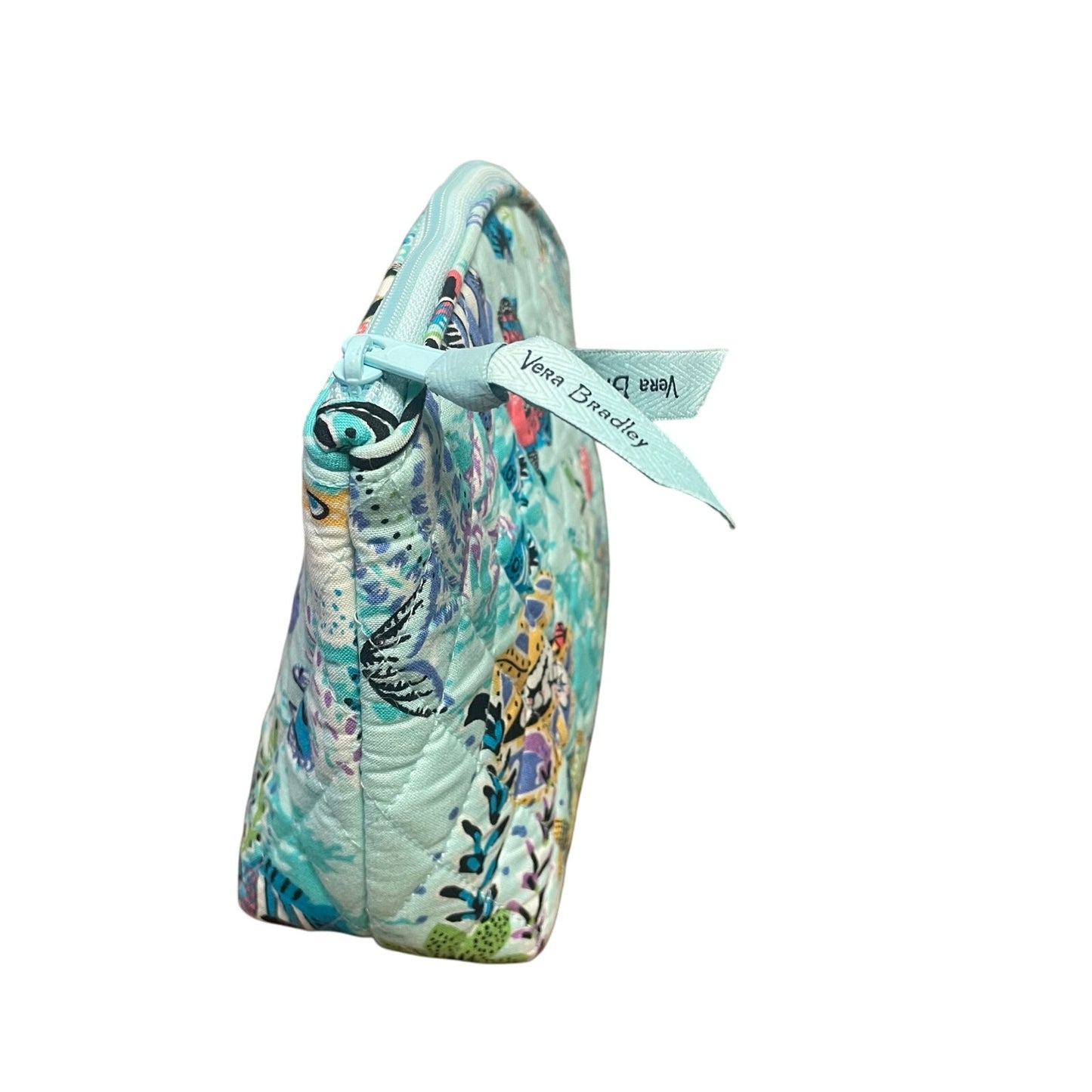 Vera Bradley Zip Up Cosmetic Bag in Blue Treasure Fish Cruise Print