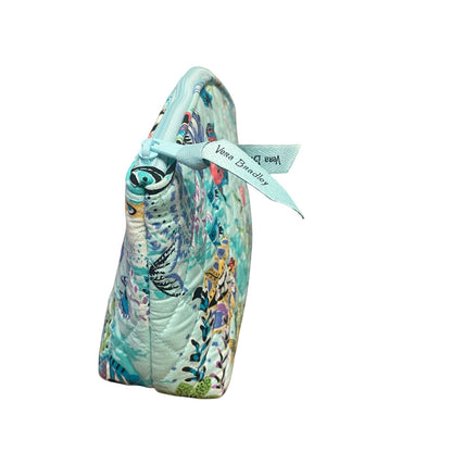 Vera Bradley Zip Up Cosmetic Bag in Blue Treasure Fish Cruise Print