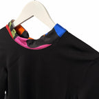 NWT Emilio Pucci Marmo Silk Collar Wool Jumper Sweater Black Tie Back Size Small