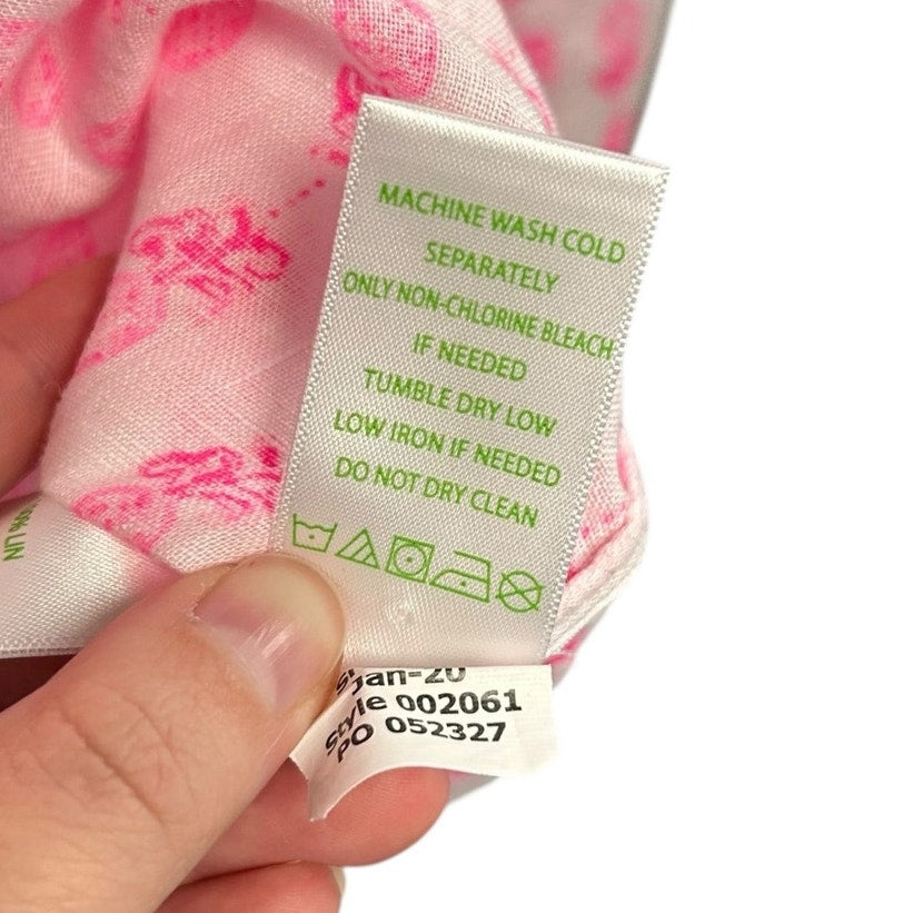 Lilly Pulitzer White Pink Pineapple Sea View Linen Button Down Top Womens XS