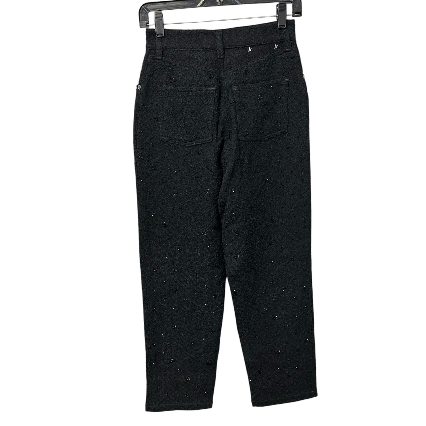NWT Golden Goose Black Journey Kim Embellished Straight-Leg Jeans Womens 25