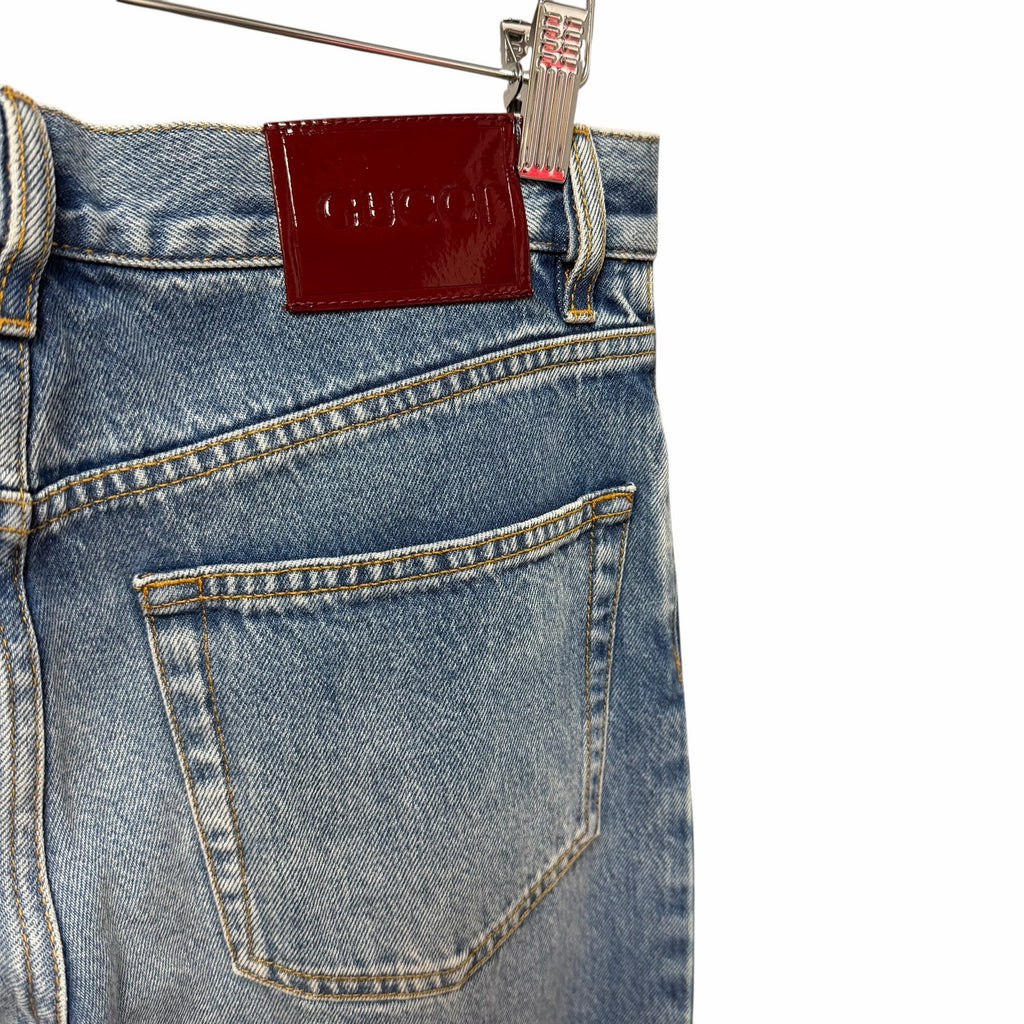 NWT Gucci Straight Fit Denim Pant Light Blue Wash Button Fly Jean Size 24 / US 2