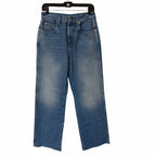 Gucci Horsebit High Rise Wide Leg Frayed Hem Jeans Light Wash Size 27 / US 6