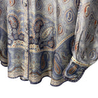 Zimmermann Vitali Relaxed Fit Blouse Button Up Blue Paisley Silk AU 2 / US 8