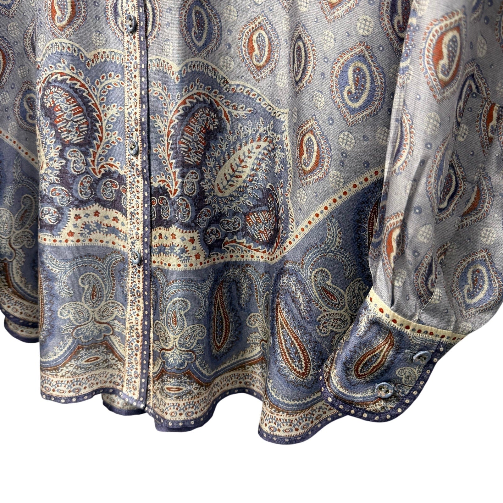 Zimmermann Vitali Relaxed Fit Blouse Button Up Blue Paisley Silk AU 2 / US 8