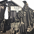 Sea New York Sunniva Mini Dress Black Beige Floral Print Size XS Boho Neutral