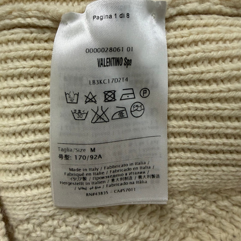 Valentino Butterfly Embroidered Sweater Cream Multicolor Cable Knit Size Medium