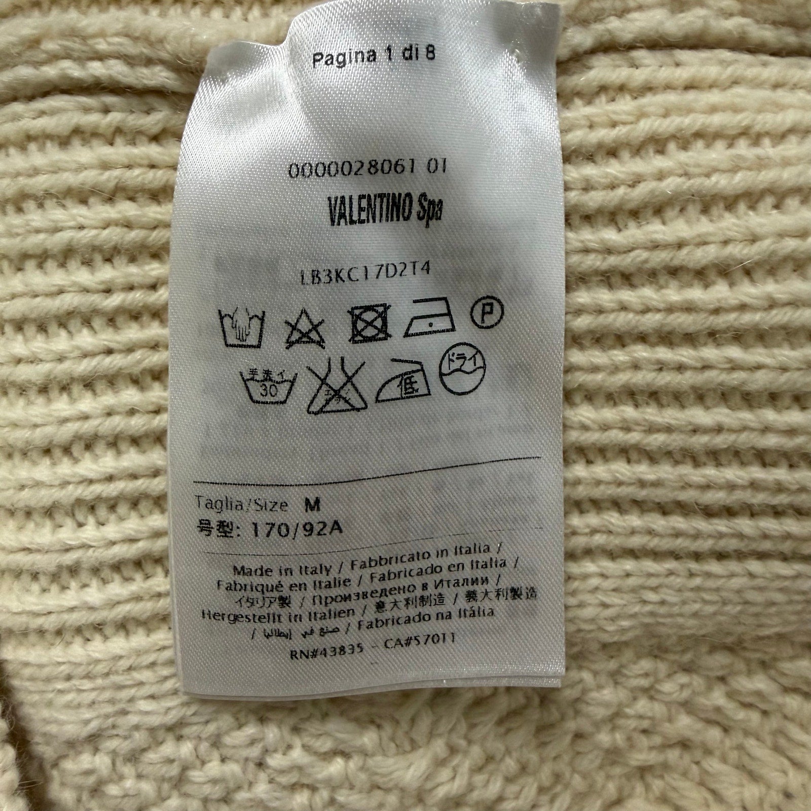 Valentino Butterfly Embroidered Sweater Cream Multicolor Cable Knit Size Medium