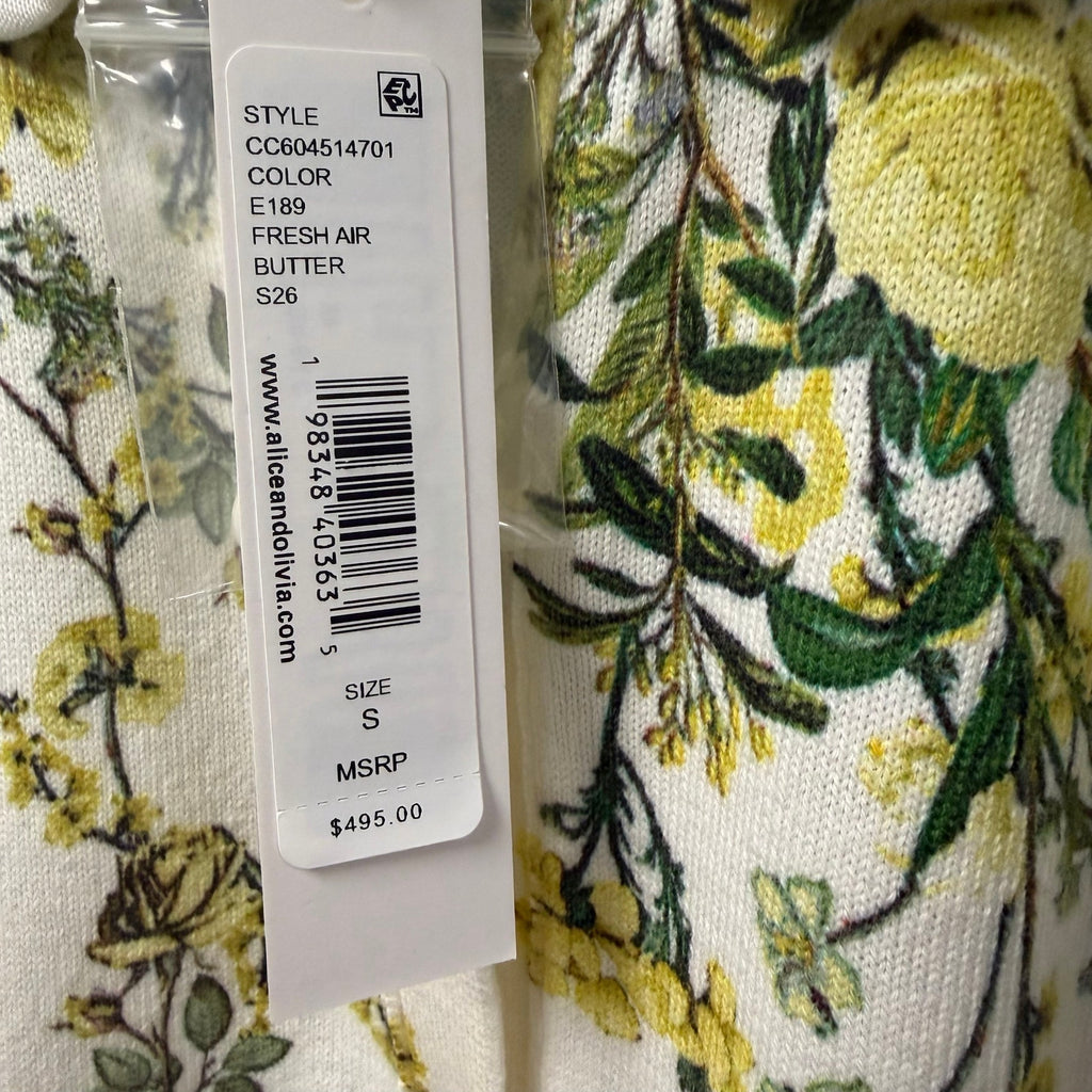NWT Alice + Olivia Carson Printed Cardigan Fresh Air Butter Floral Size Small