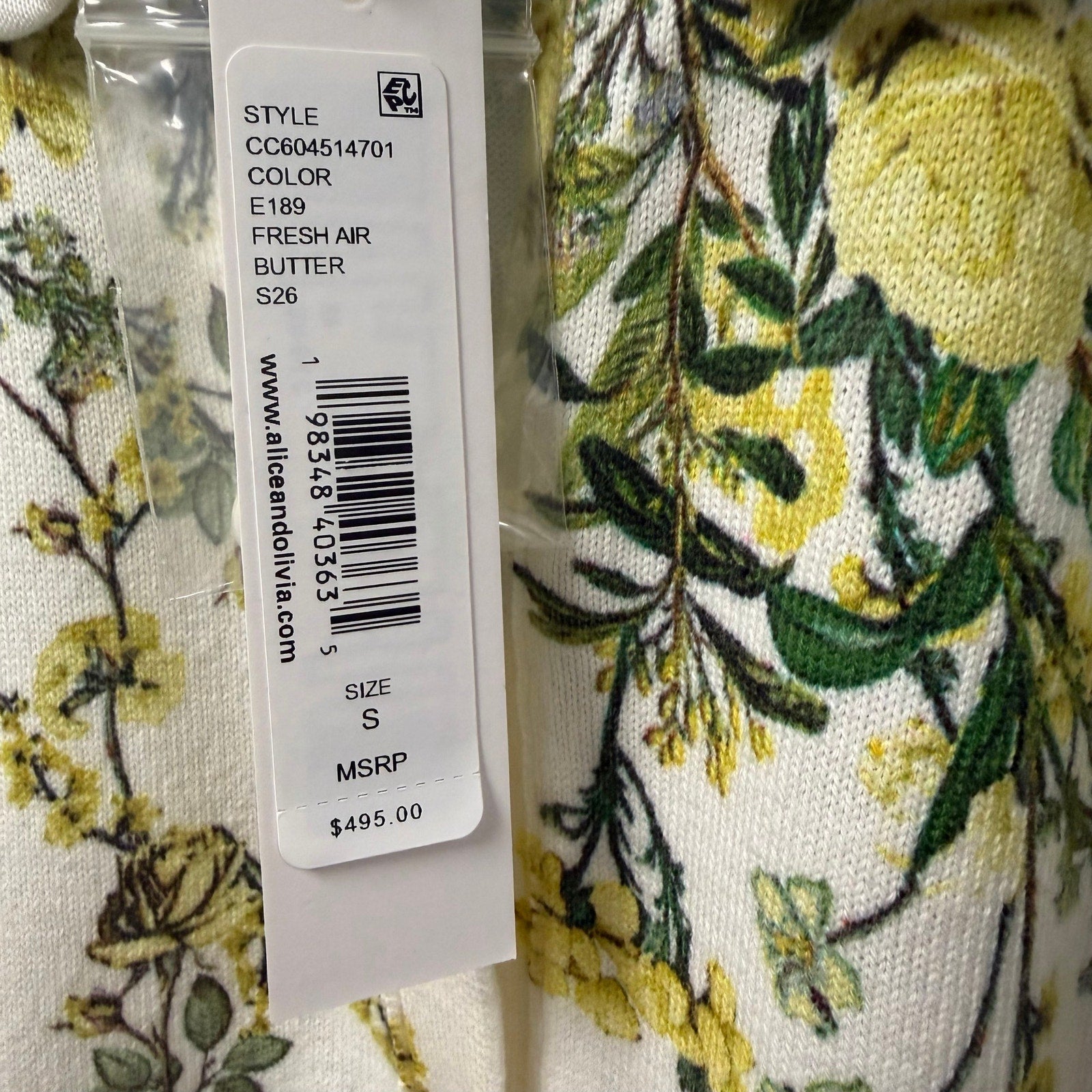 NWT Alice + Olivia Carson Printed Cardigan Fresh Air Butter Floral Size Small