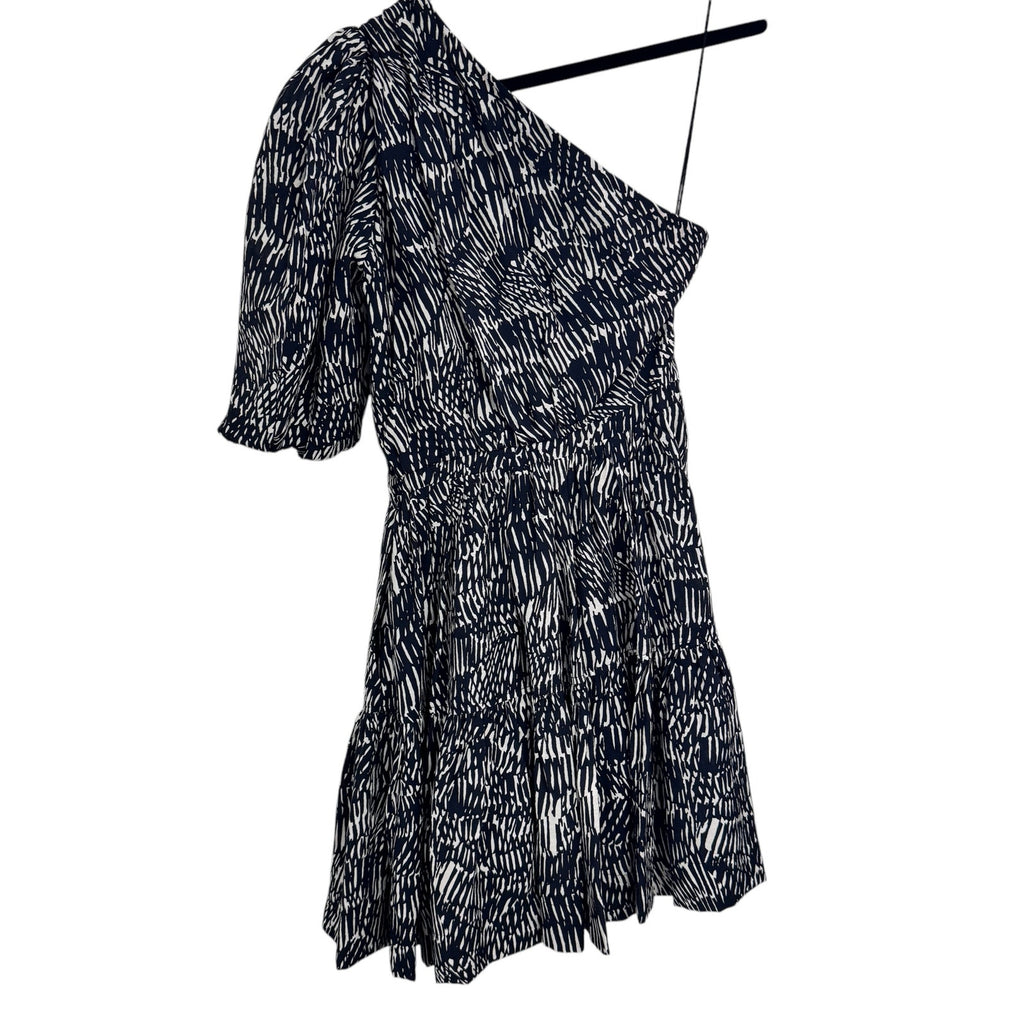 Jonathan Simkhai One Sleeve Adriana Mini Dress Black White Womens XS NO BELT