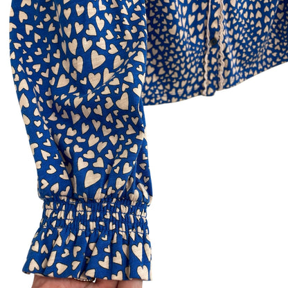 Boden Smocked Jersey Shirt Gallery Blue Heart Cluster Button Up Womens Size 2