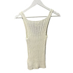 NWT KHAITE Glaze Ivory Val Ribbed V Neck Cotton Blend Knit Tank Top Womens XS