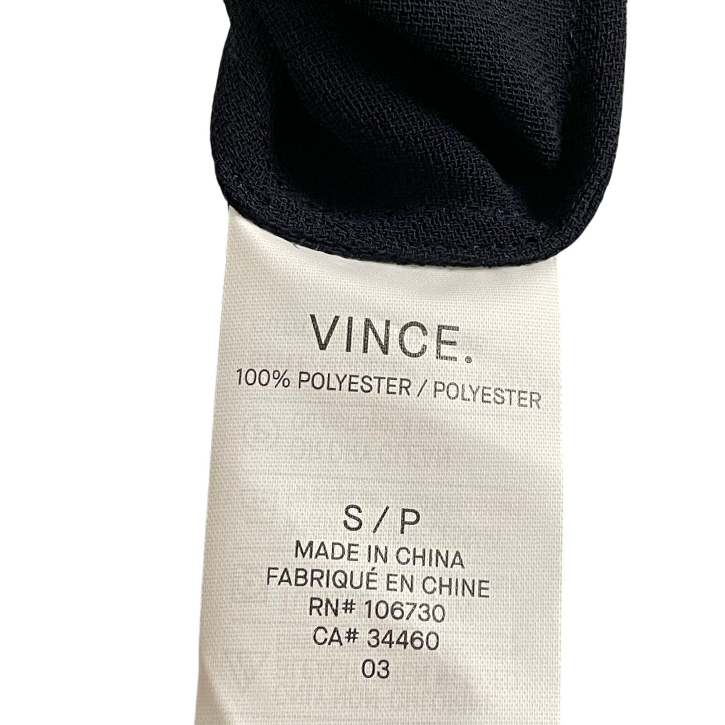 NWT Vince Coastal Crepe Elbow Sleeve Double V Dress Black Womens Small