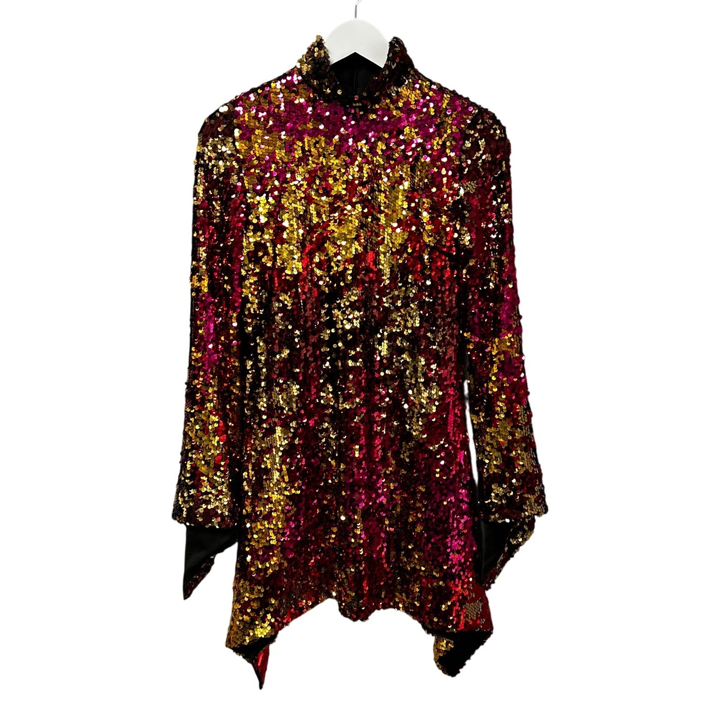 NWT Halpern Multicolor Flip Sequin Classic Tulle Mini Dress Womens 36 / US 4