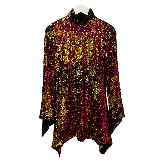 NWT Halpern Multicolor Flip Sequin Classic Tulle Mini Dress Womens 36 / US 4