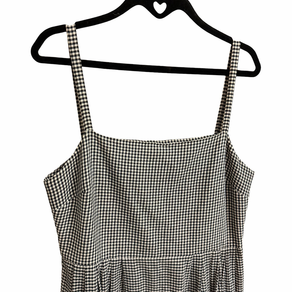 Jenni Kayne Garden Dress Checkered Navy White Sleeveless Maxi Womens Large