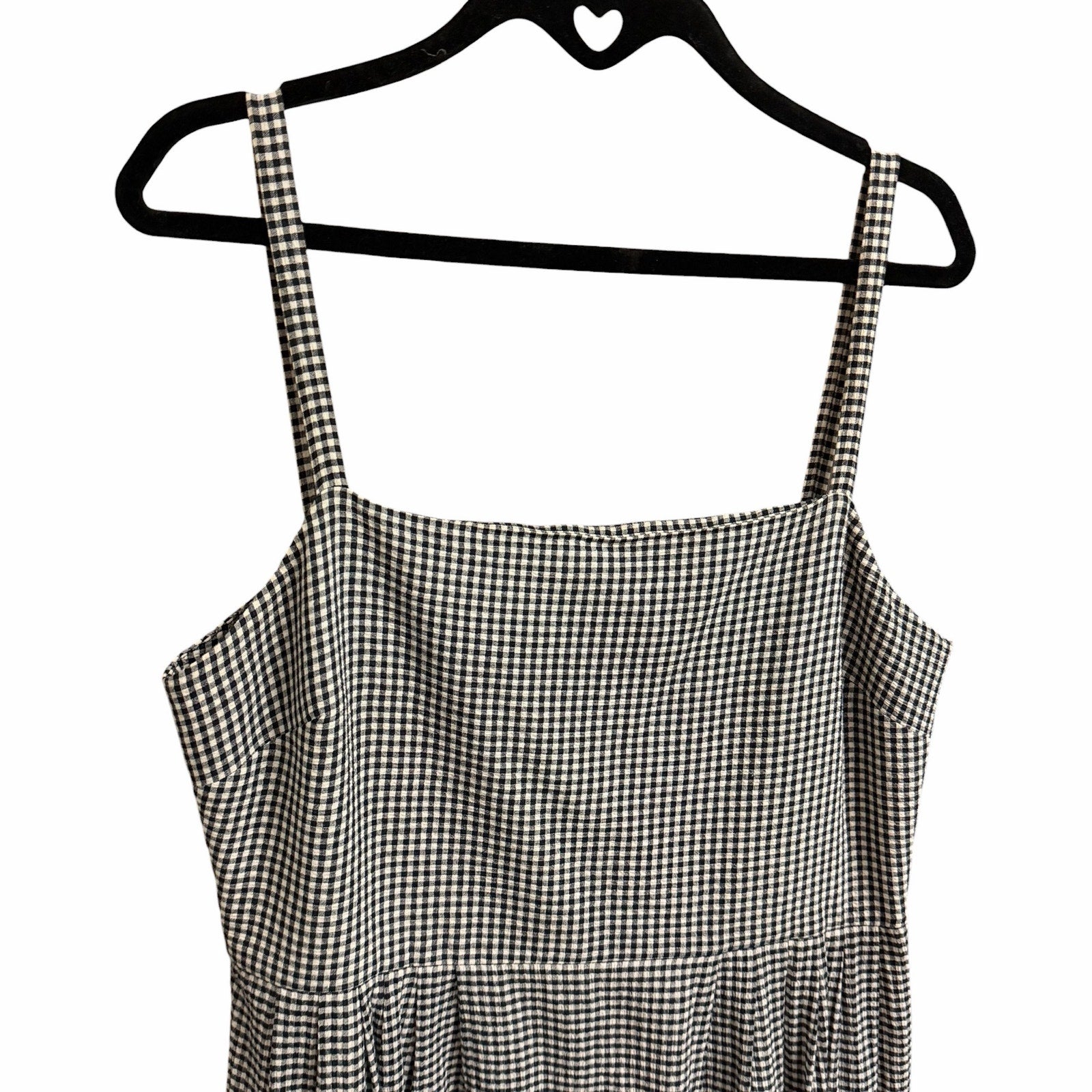 Jenni Kayne Garden Dress Checkered Navy White Sleeveless Maxi Womens Large