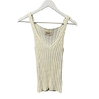 NWT KHAITE Glaze Ivory Val Ribbed V Neck Cotton Blend Knit Tank Top Womens XS
