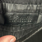 NWT SPRWMN Black Leather Pull On Slim Jogger with Pockets Womens XS