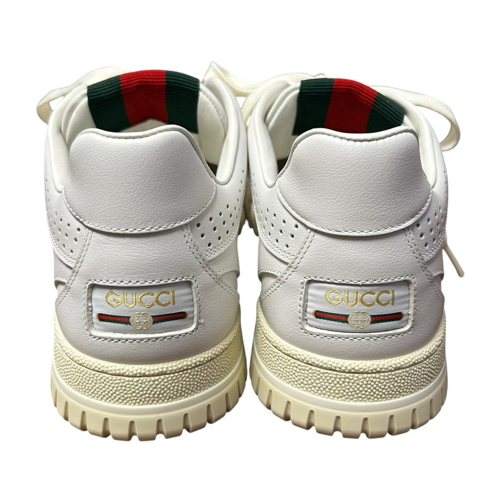Gucci White Re-Web Low Top Leather Lace Up Sneakers Mens 39 / US 5.5