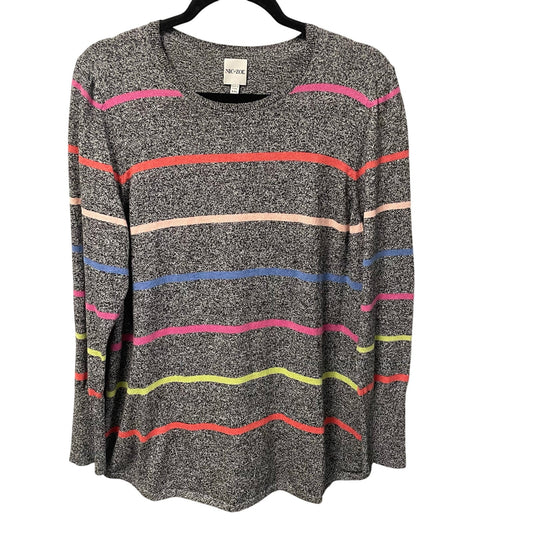 Nic + Zoe Multicolor Striped Long Sleeve Knit Crewneck Top Womens XXL