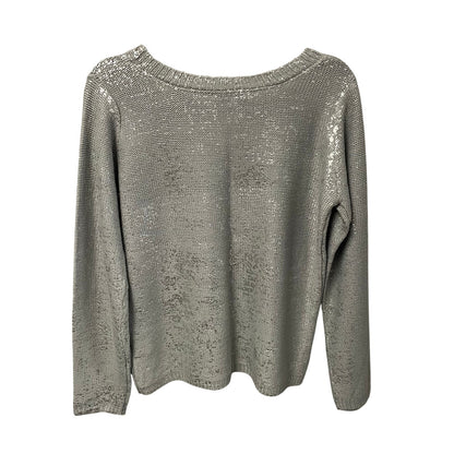 Urban Outfitters Sparkle & Fade Gray Silver Metallic Knit Sweater Womens Medium