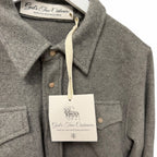 NWT God's True Cashmere Grey Cashmere Shirt Rose Quartz Snap Button Up Size XS